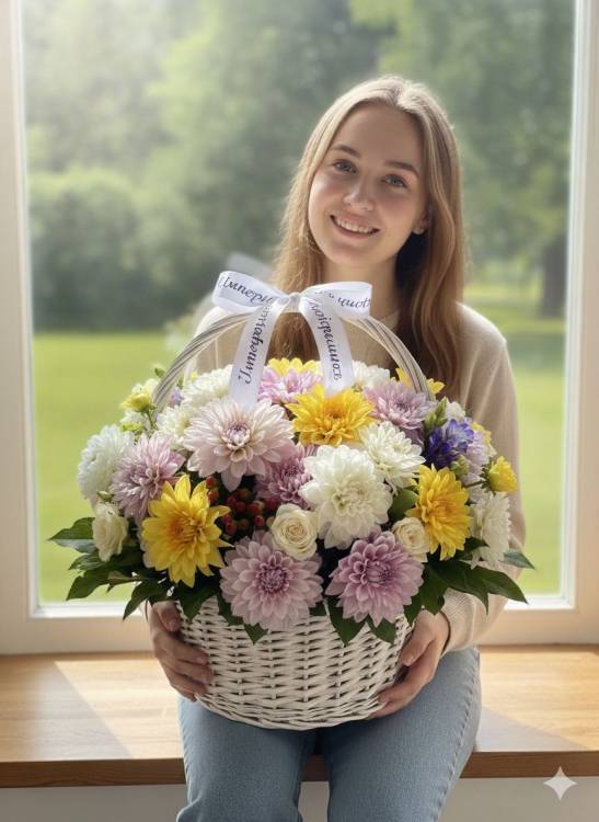 Букет с георгинами "Радость" Букет с георгинами "Радость"