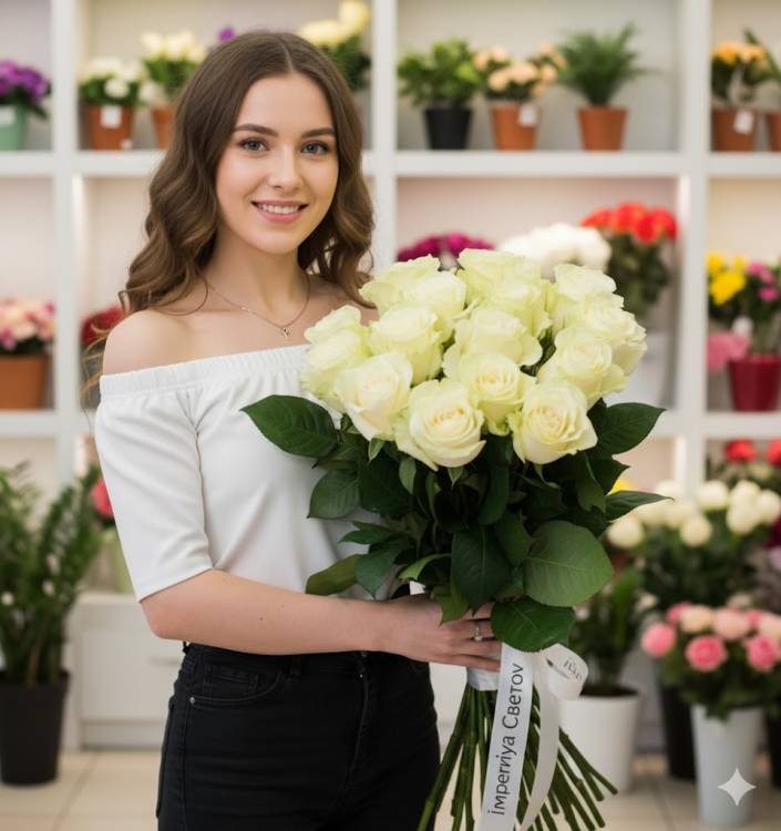 Букет из 15 белых роз 100 см Букет из 15 белых роз 100 см