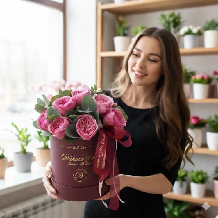 Пионовидные розы в коробочке №11 Пионовидные розы в коробочке №11