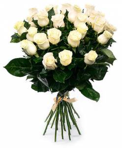 Букет из 25 белых роз 80 см