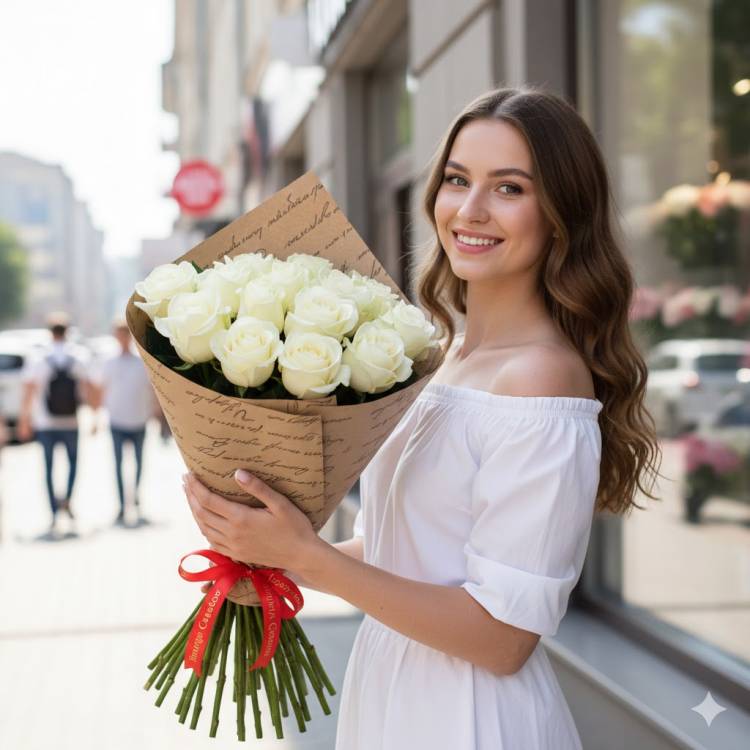 Букет из 9 белых роз Букет из 9 белых роз