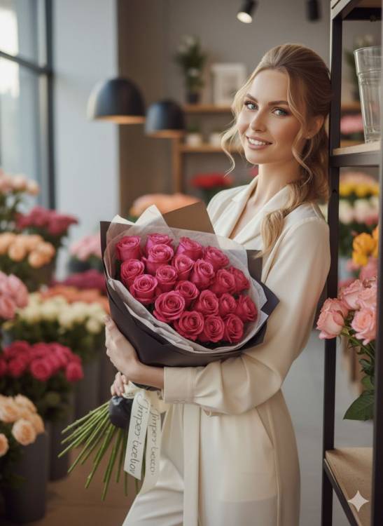 Букет из 15 розовых роз Букет из 15 розовых роз