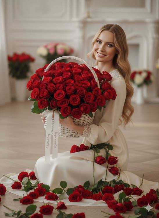 101 роза в корзине 101 роза в корзине