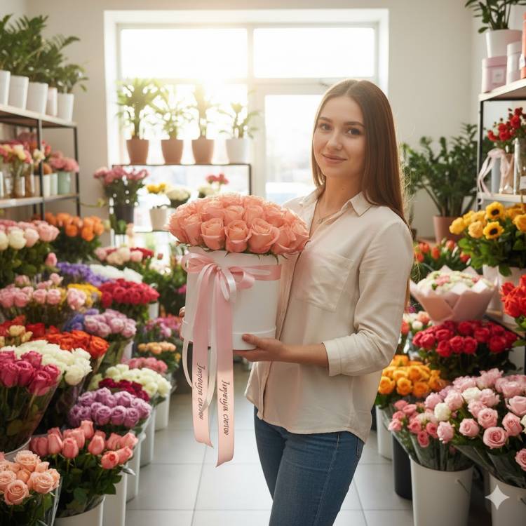 Букет из 25 Роз в шляпной коробке Букет из 25 Роз в шляпной коробке