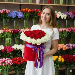 Сердце из роз в коробке 