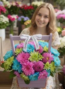 Букет с георгинами "Сочное лето"