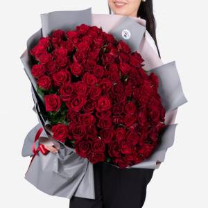 Букет из 101 красных роз 80 см