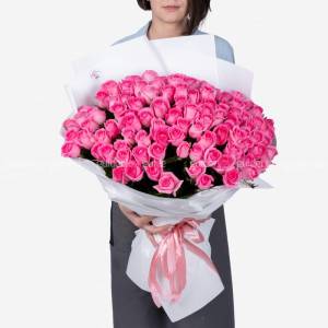 Букет из 101 розовой розы 70 см