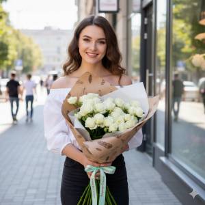 Букет 9 веток кустовой розы "Дежавю"