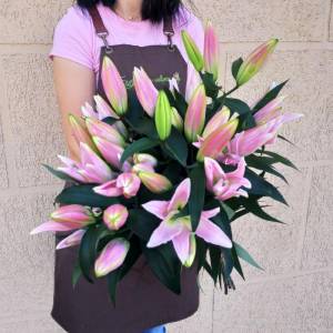 5 розовых лилий