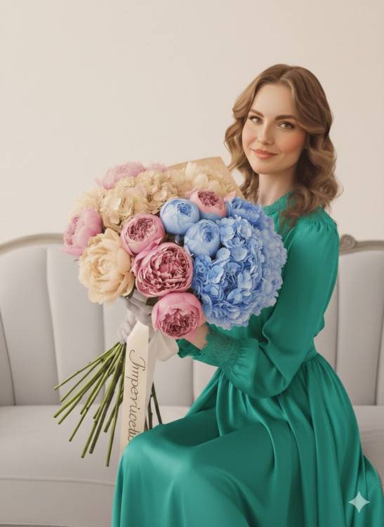 Букет из гортензий +и пионов Букет из гортензий +и пионов