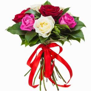 Букет из 5 микс роз 70 см