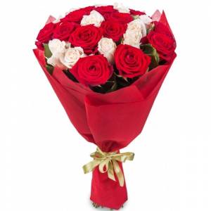 Букет из 25 микс роз 70 см